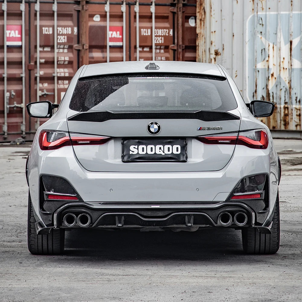 SOOQOO BMW 4 Series G26 Rear Diffuser Dual Tips In Prepreg Carbon Fiber