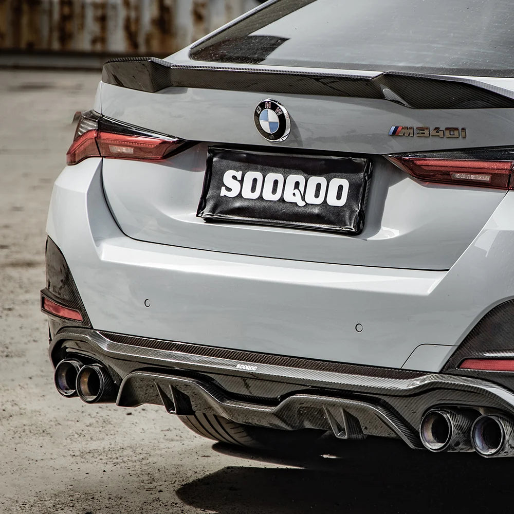 SOOQOO BMW 4 Series G26 Rear Diffuser Dual Tips In Prepreg Carbon Fiber